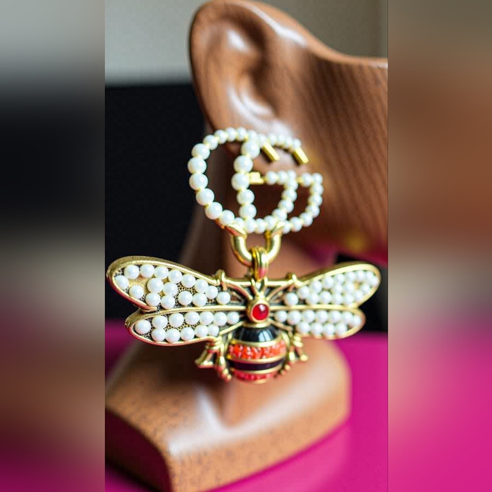 Elegant Gold and Red Bee Earrings